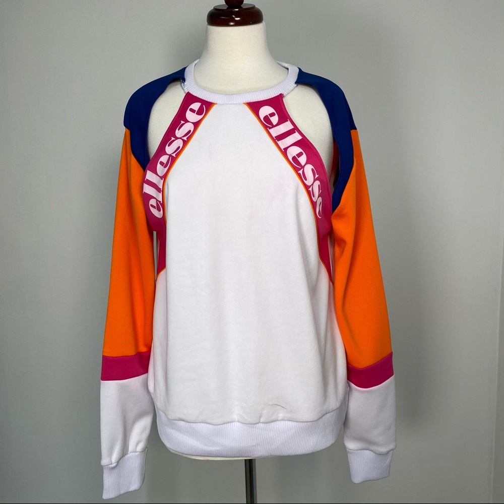 Ellesse White Orange Blue Color Block Sweatshirt